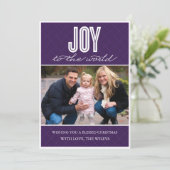 'Quilted Joy' (Plum) Holiday-fotokaart Feestdagenkaart (Staand voorkant)