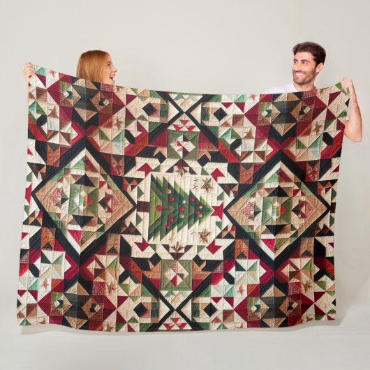 Quilted Kerstontwerp Fleece Deken (In situ)