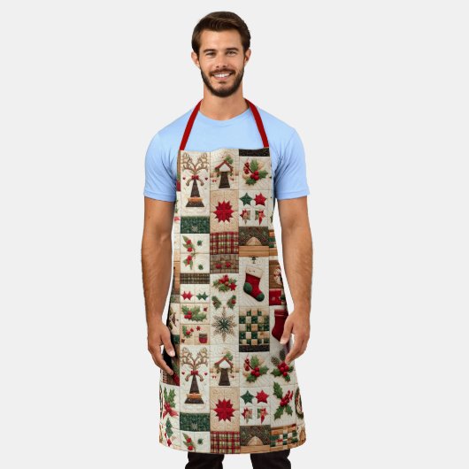 Quilted Kerstontwerp Schort (Gedragen)