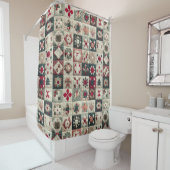 Quilted Kerstontwerpen Douchegordijn (In situ)