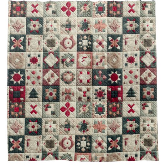 Quilted Kerstontwerpen Douchegordijn (Voorkant)