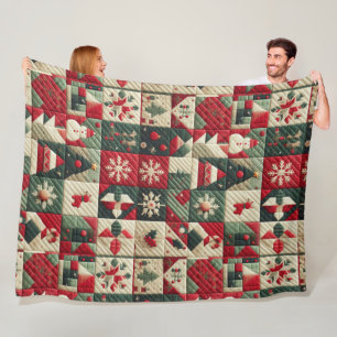 Quilted Kerstontwerpen Fleece Dekbed Deken