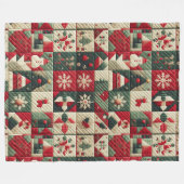Quilted Kerstontwerpen Fleece Dekbed Deken (Voorkant (Horizontaal))