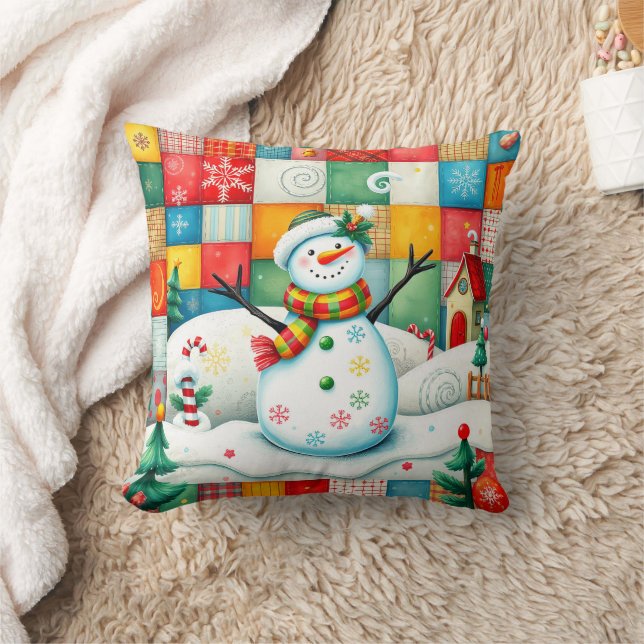 Quilted Look Frosty the Snowman beroemd gemaakt do Kussen (Deken)