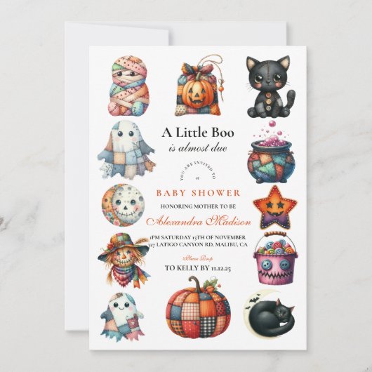 Quilted Patchwork Halloween Baby shower Kaart (Voorkant)