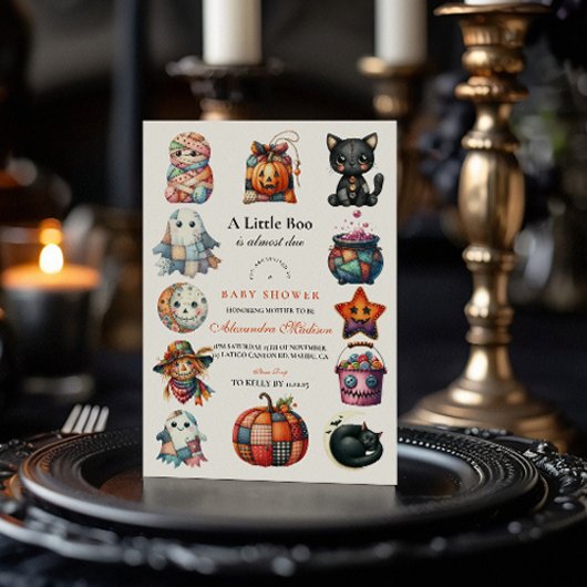 Quilted Patchwork Halloween Baby shower Kaart