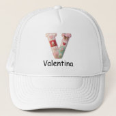 Quilted Patchwork Initiaal Letter V Babykamer Trucker Pet (Voorkant)