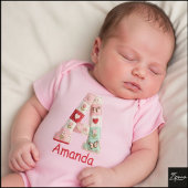 Quilted Patchwork Initial Letter A Nursery Romper