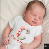 Quilted Patchwork Initial Letter C Nursery Romper