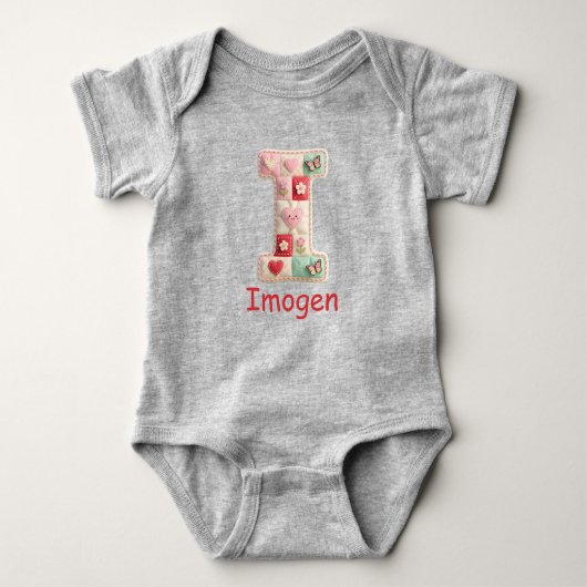 Quilted Patchwork Initial Letter I Nursery Romper (Voorkant)