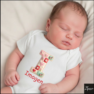 Quilted Patchwork Initial Letter I Nursery Romper