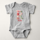 Quilted Patchwork Initial Letter R Nursery Romper (Voorkant)