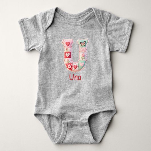 Quilted Patchwork Initial Letter U Nursery Romper (Voorkant)