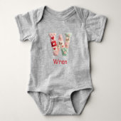 Quilted Patchwork Initial Letter W Nursery Romper (Voorkant)