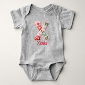 Quilted Patchwork Initial Letter X Nursery Romper (Voorkant)