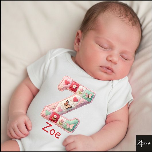 Quilted Patchwork Initial Letter Z Nursery Romper