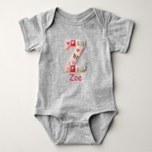 Quilted Patchwork Initial Letter Z Nursery Romper (Voorkant)
