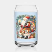 Quilted Patchwork Kerstman met Kerststerren Blikvorm Glas (Achterkant)