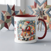 Quilted Patchwork Kerstman met Kerststerren Mok