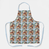 Quilted Patchwork Kerstman met Kerststerren Schort (Voorkant)