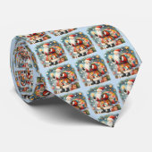 Quilted Patchwork Kerstman met Kerststerren Stropdas (Opgerold)