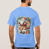 Quilted Patchwork Kerstman met Kerststerren T-shirt (Achterkant)