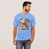 Quilted Patchwork Kerstman met Kerststerren T-shirt (Voorkant volledig)