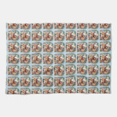Quilted Patchwork Kerstman met Kerststerren Theedoek (Horizontaal)