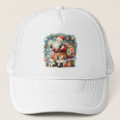 Quilted Patchwork Kerstman met Kerststerren Trucker Pet (Voorkant)