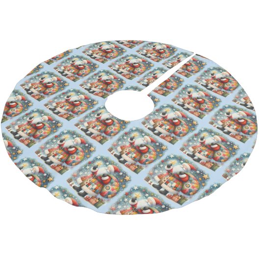Quilted Patchwork Santa with Christmas Stars Kerstboom Rok (Gekanteld)