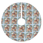 Quilted Patchwork Santa with Christmas Stars Kerstboom Rok (Voorkant)