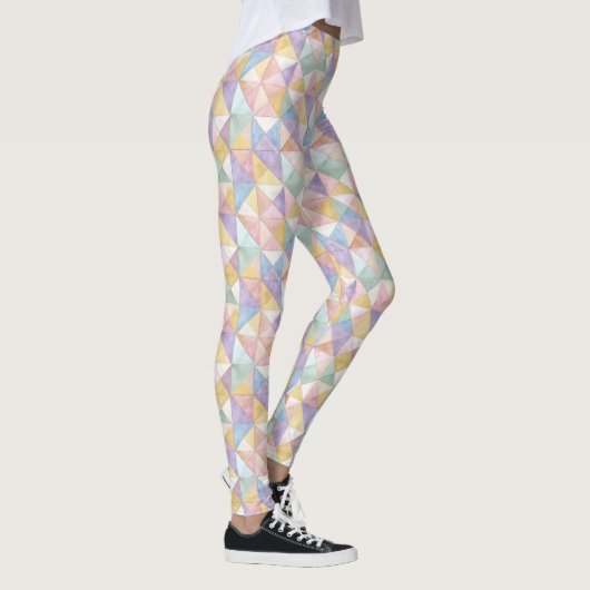Quilted Patchwork Triangles Peach Lavender sage Leggings (Rechts)