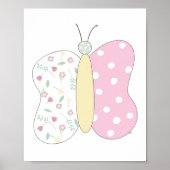 Quilted Vlinder Kunstprint op Witte Achtergrond Poster (Voorkant)
