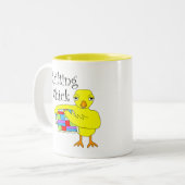 Quilten Chick Tekst Tweekleurige Koffiemok (Voorkant links)
