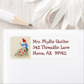 Quilten Gnome Lady adreslabel Etiket (Insitu)