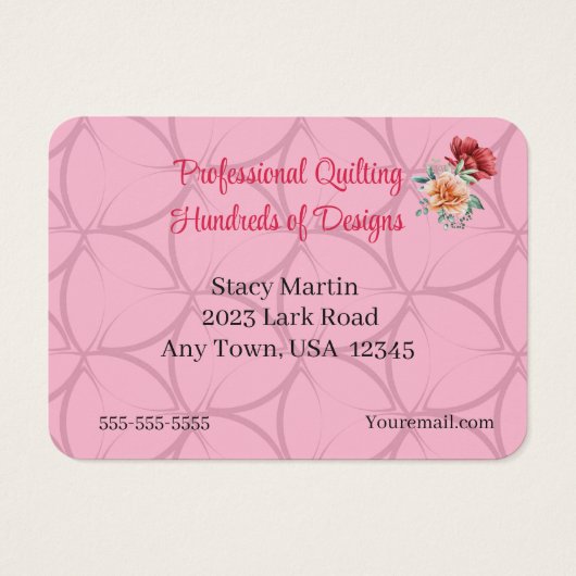 Quilten of naaien Visitekaartje (Achterkant)