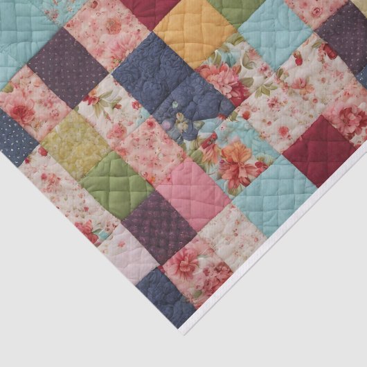 Quilten Patchwork Kleurrijke Bloemen Vierkanten Tissuepapier (Detail)