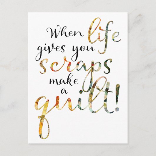 Quilten wanneer het leven je restjes geeft, maak e briefkaart (Voorkant)