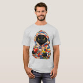 Quiltende Zwarte Kat T-Shirt  (Voorkant volledig)