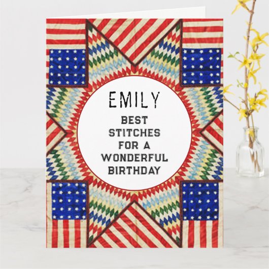 Quilter Birthday Kaart (Gele Bloem)