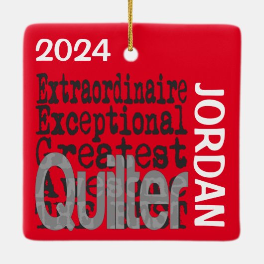 Quilter Extraordinaire CUSTOM Keramisch Ornament (Achterkant)
