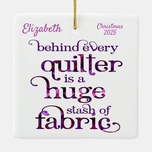 Quilter Fabric Stash Quilting Keramisch Ornament (Achterkant)