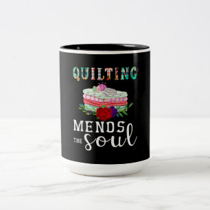 Quilter Gift Quilter Mends Soul Quilter   Kieuwdek Tweekleurige Koffiemok