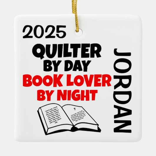 Quilter houdt van het Lezen van KLANT Keramisch Ornament (Voorkant)