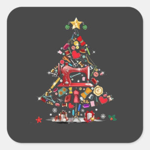 Quilter Kerstboom Kwiltblok Quilten  Vierkante Sticker