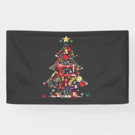 Quilter Kerstboom Quiltblok Quilten Spandoek (Horizontaal)