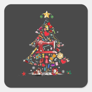 Quilter Kerstboom Quiltblok Quilten Vierkante Sticker