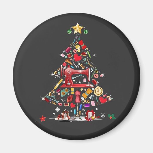 Quilter Merry Christmas Tree Quilt Block Quilting Magneet (Voorkant)