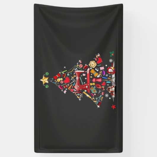 Quilter Merry Christmas Tree Quilt Block Quilting  Spandoek (Verticaal)