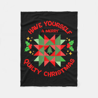 Quilter Merry Quilty Christmas Tree Quilt Block Qu Fleece Deken